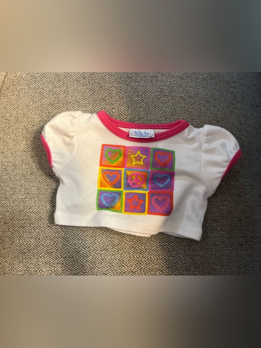 Vintage Build-A-Bear Workshop Hearts Stars Peace T-Shirt Short Sleeve Shirt top